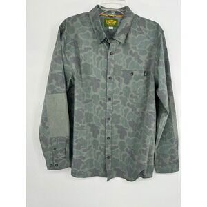 Marsh Wear Mens L Long Sleeve Camo Button Up Shirt Ride the Tide